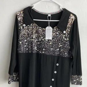 Exclusive Womans Dress *NWT* Made With ❤️ Love Sz L Buttons Embelishments
